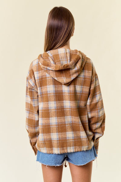 Mocha Plaid Flannel Pullover Hoodie