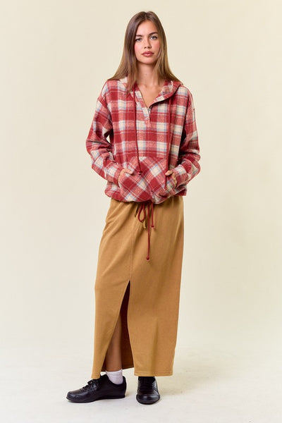 Brick Plaid Flannel Pullover Hoodie