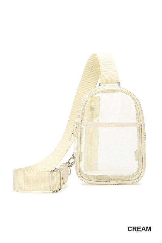 Cream Clear Crossbody Sling Bag