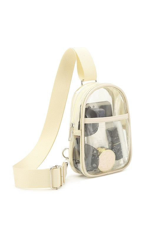 Cream Clear Crossbody Sling Bag