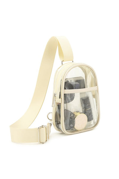 Cream Clear Crossbody Sling Bag