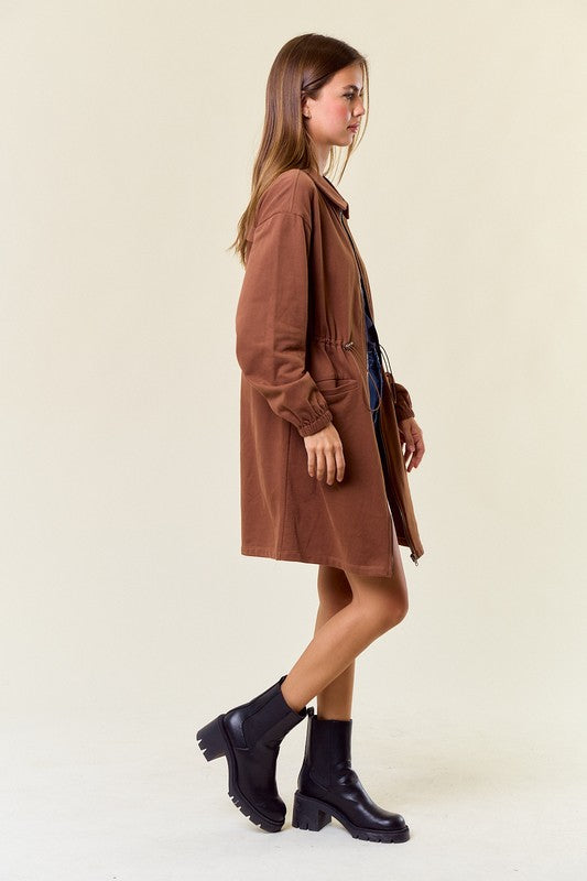 Chocolate Zip-up French Terry Dress