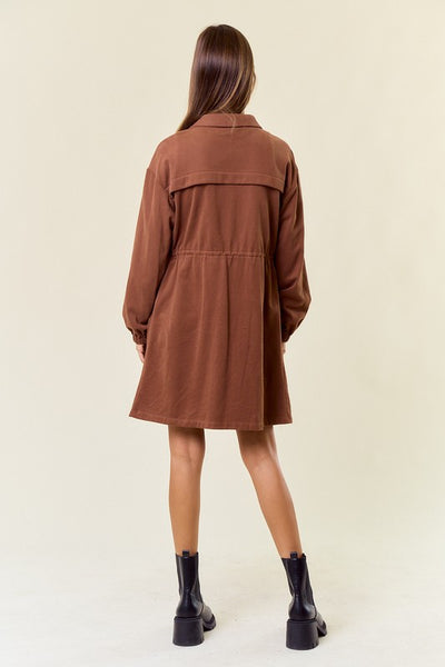 Chocolate Zip-up French Terry Dress