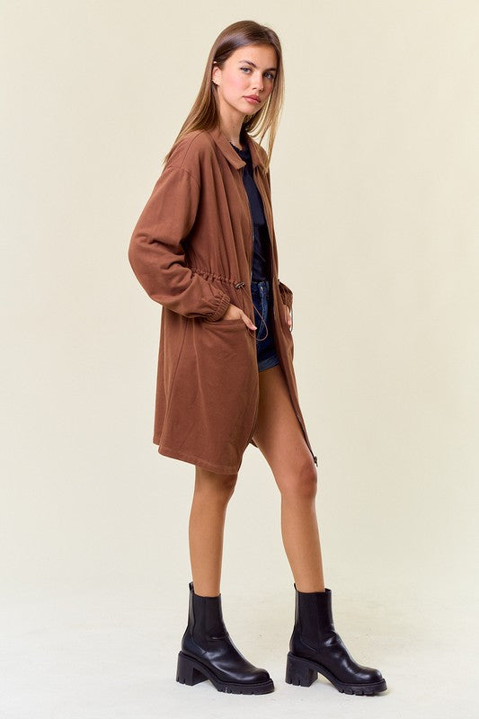 Chocolate Zip-up French Terry Dress