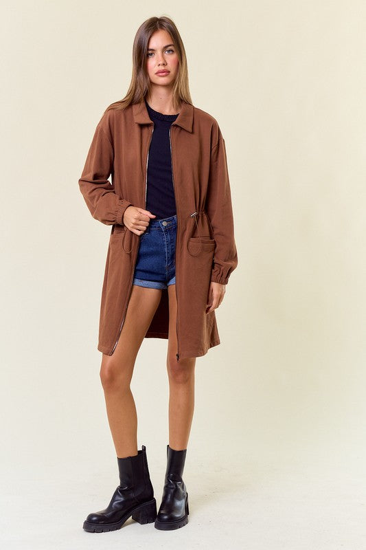 Chocolate Zip-up French Terry Dress