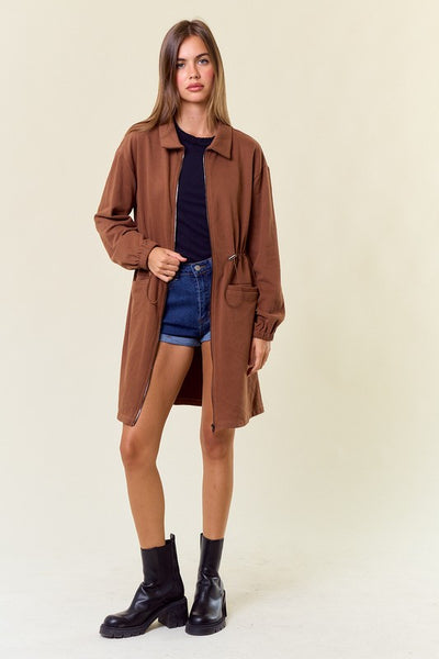 Chocolate Zip-up French Terry Dress