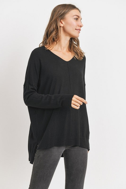 Black High Low Tunic Sweater