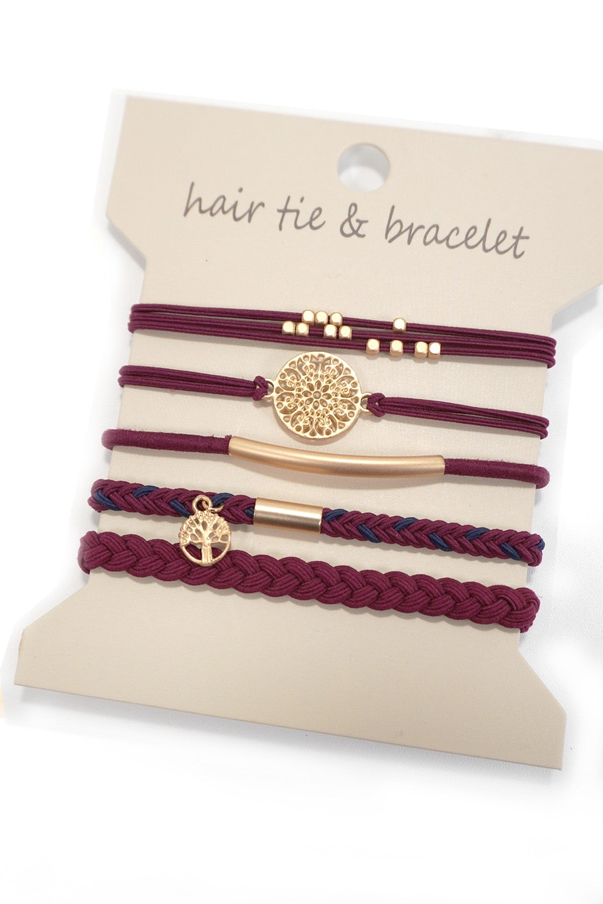 Burgundy Boho Bracelet Hair Ties