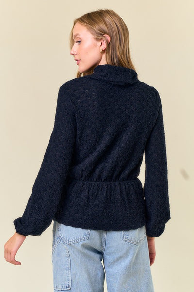 Black Floral Lace Turtle Neck Top