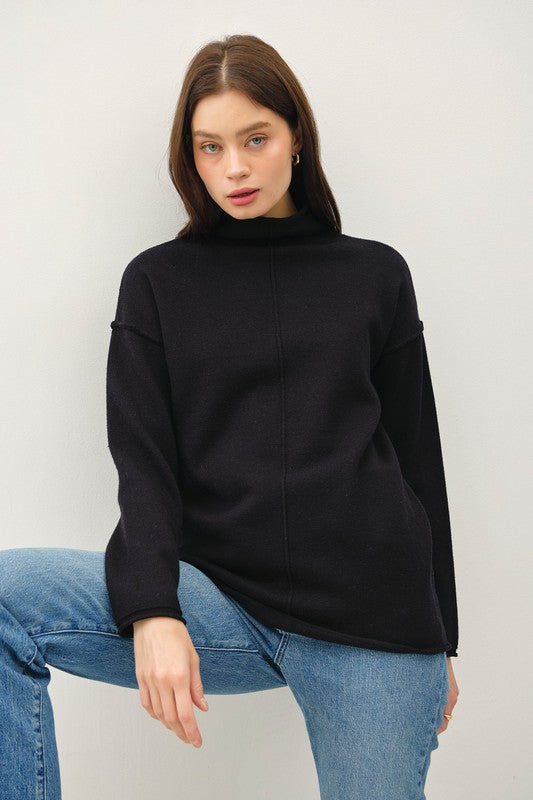 Black Funnel Neck Sweater