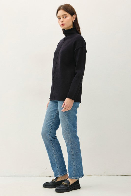 Black Funnel Neck Sweater