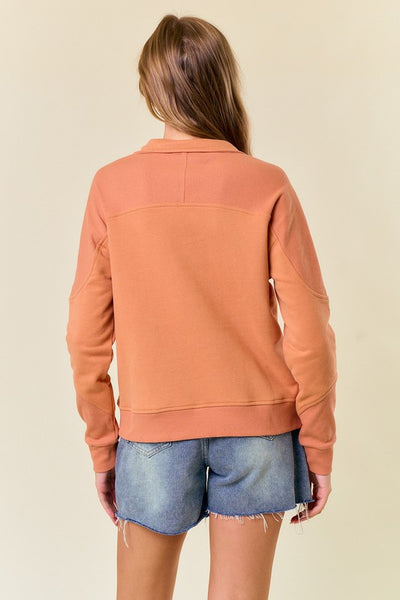Apricot Fleece Mock Neck Sweatshirt