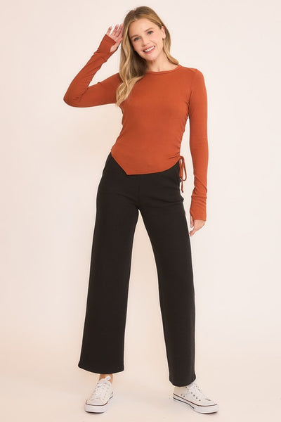 Rust Asymmetrical Shirred Top