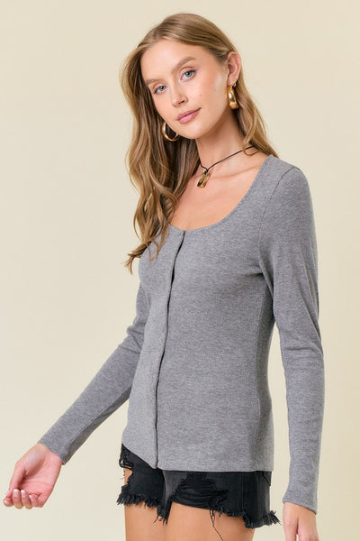 Dark Grey Snap Button Cardigan