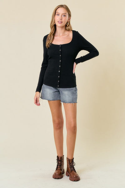 Black Snap Button Cardigan