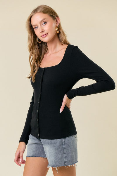 Black Snap Button Cardigan