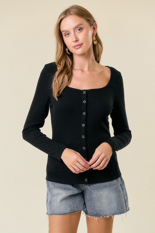Black Snap Button Cardigan