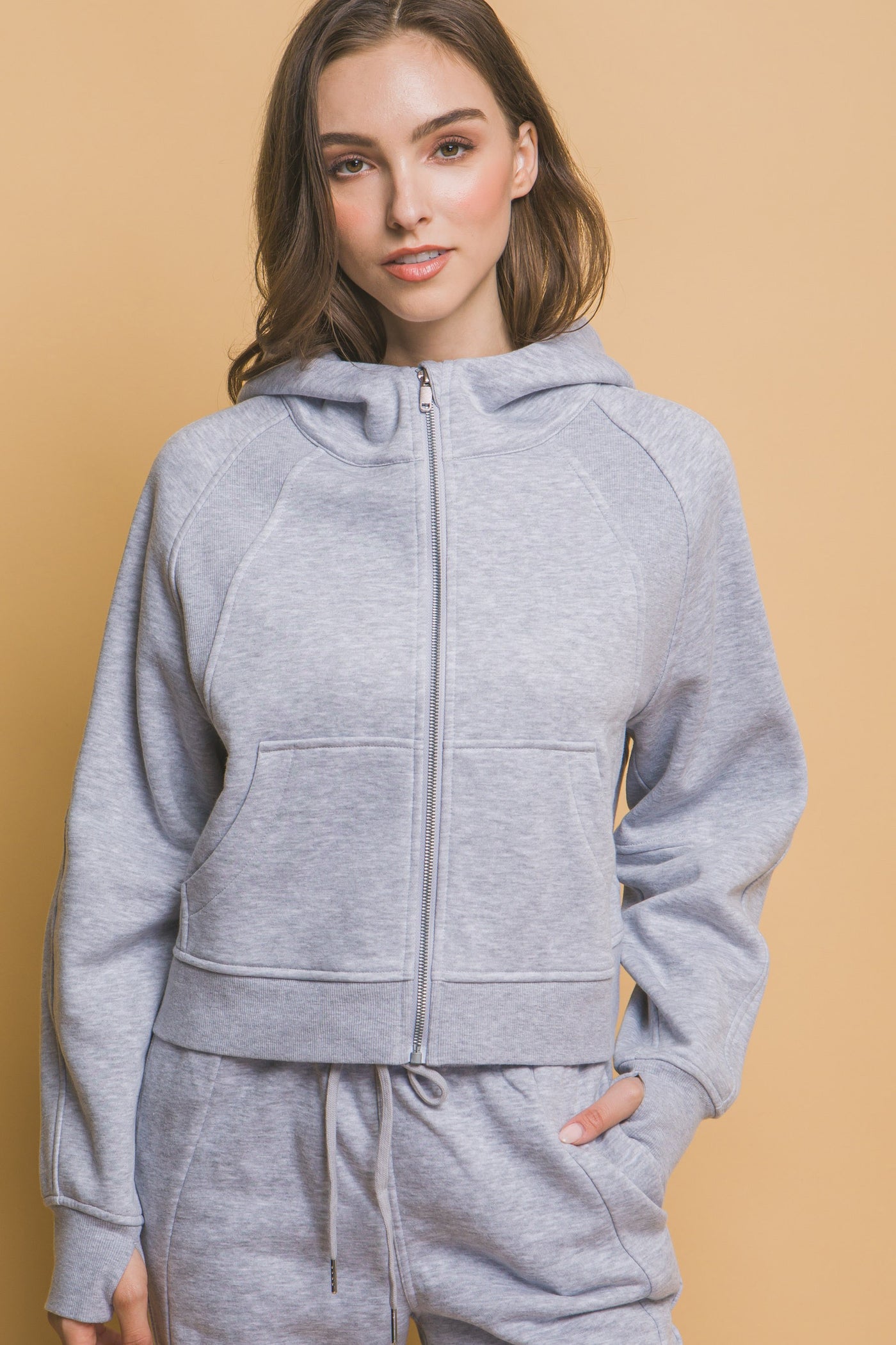 Heather Grey Full Zip Hoodie