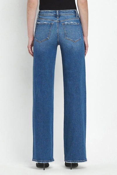 Mid Rise Full Length Wide Leg Jeans