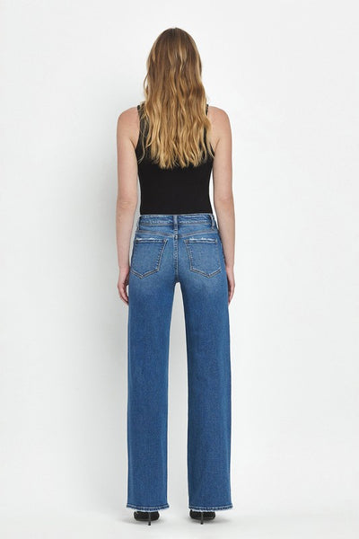 Mid Rise Full Length Wide Leg Jeans