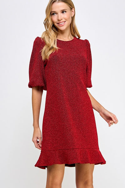 Holly Red Puff Sleeve Dress