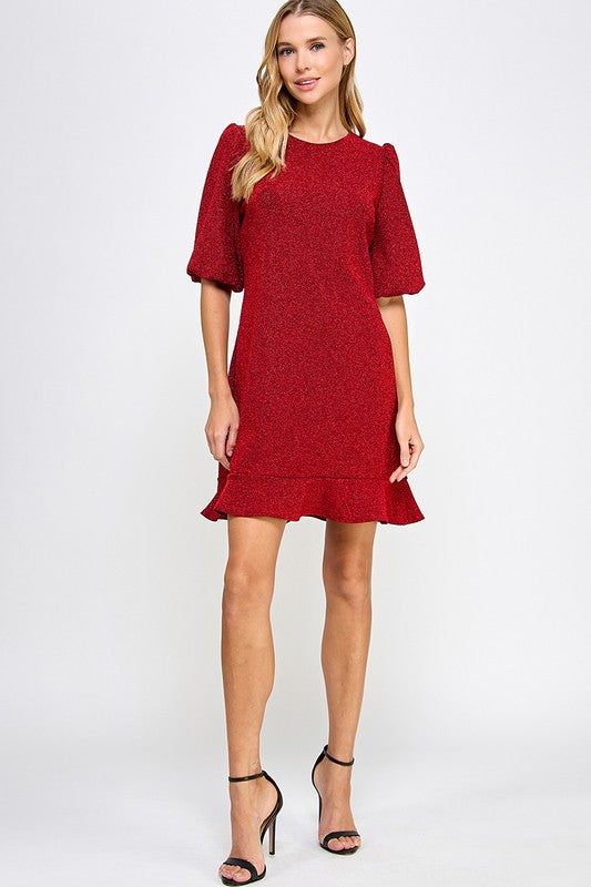 Holly Red Puff Sleeve Dress