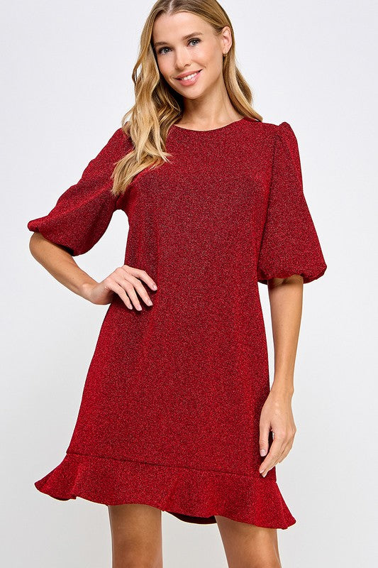 Holly Red Puff Sleeve Dress