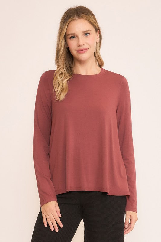 Mahogany Loose Fit Long Sleeve Top