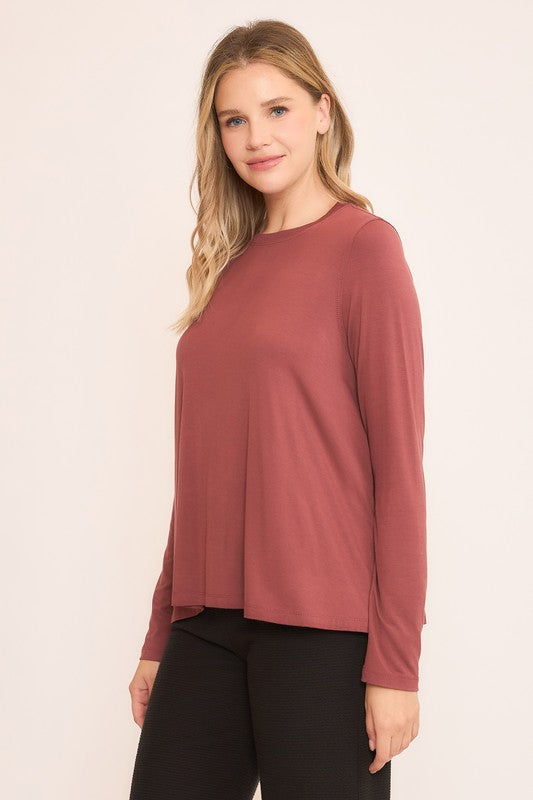 Mahogany Loose Fit Long Sleeve Top