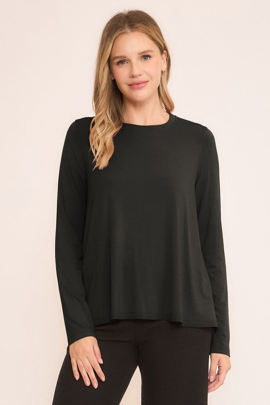Black Loose Fit Long Sleeve Top
