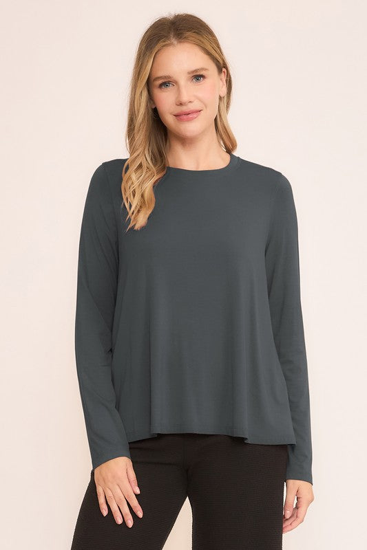 Vintage Black Loose Fit Long Sleeve Top