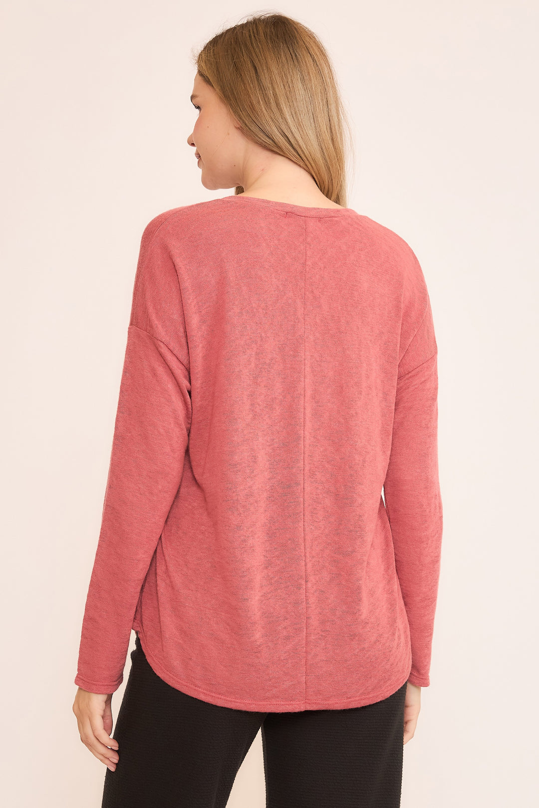 Marsala Slub Knit V-neck Top