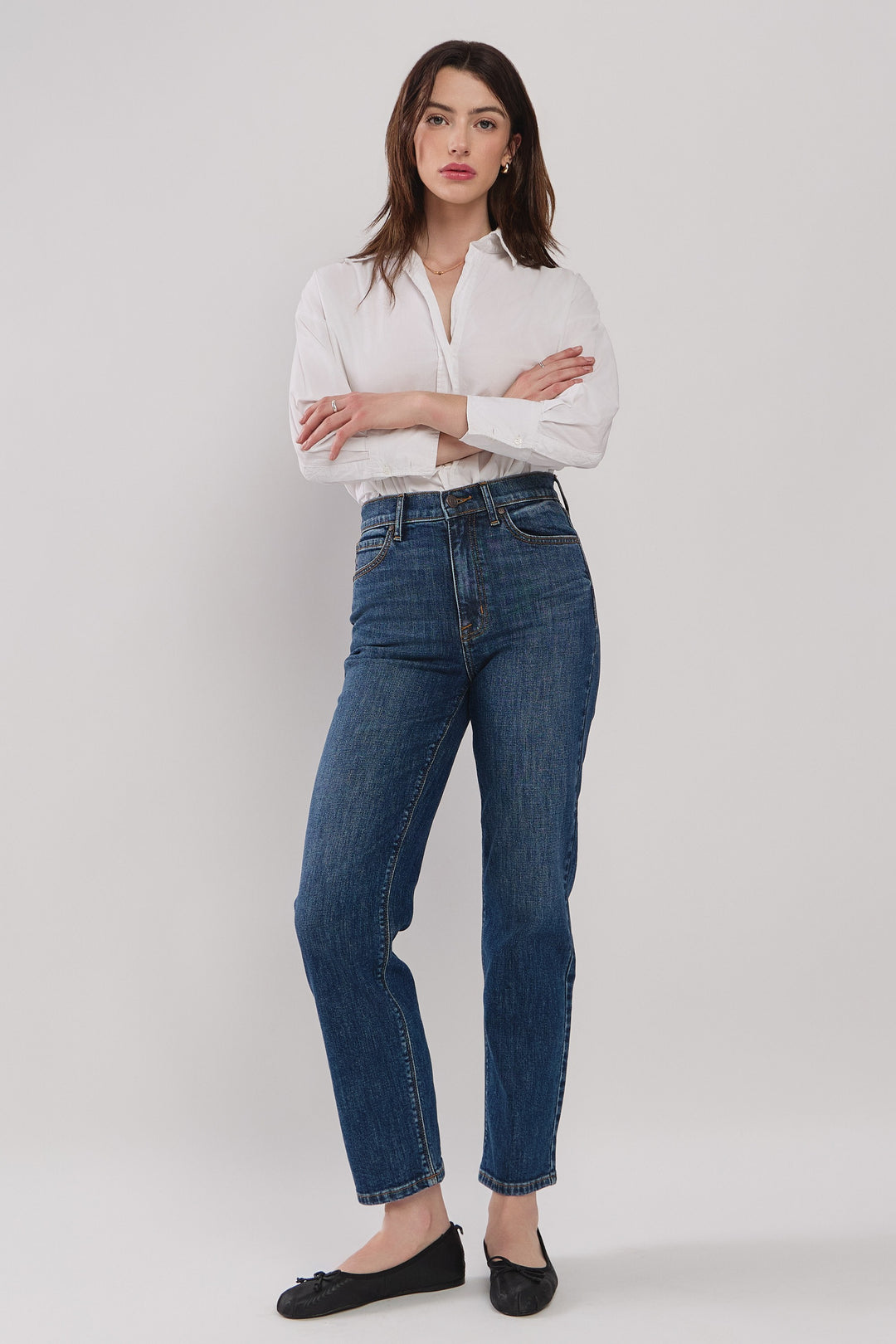 Eunina Olsen Dark Super High Rise Straight Leg Jeans