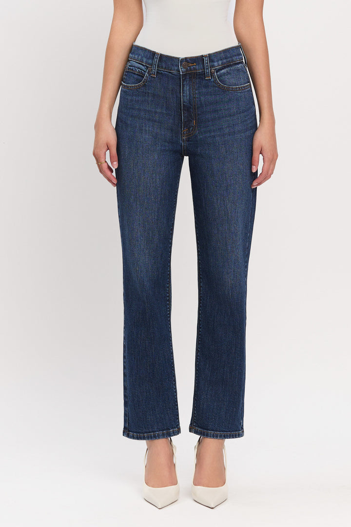 Eunina Olsen Dark Super High Rise Straight Leg Jeans