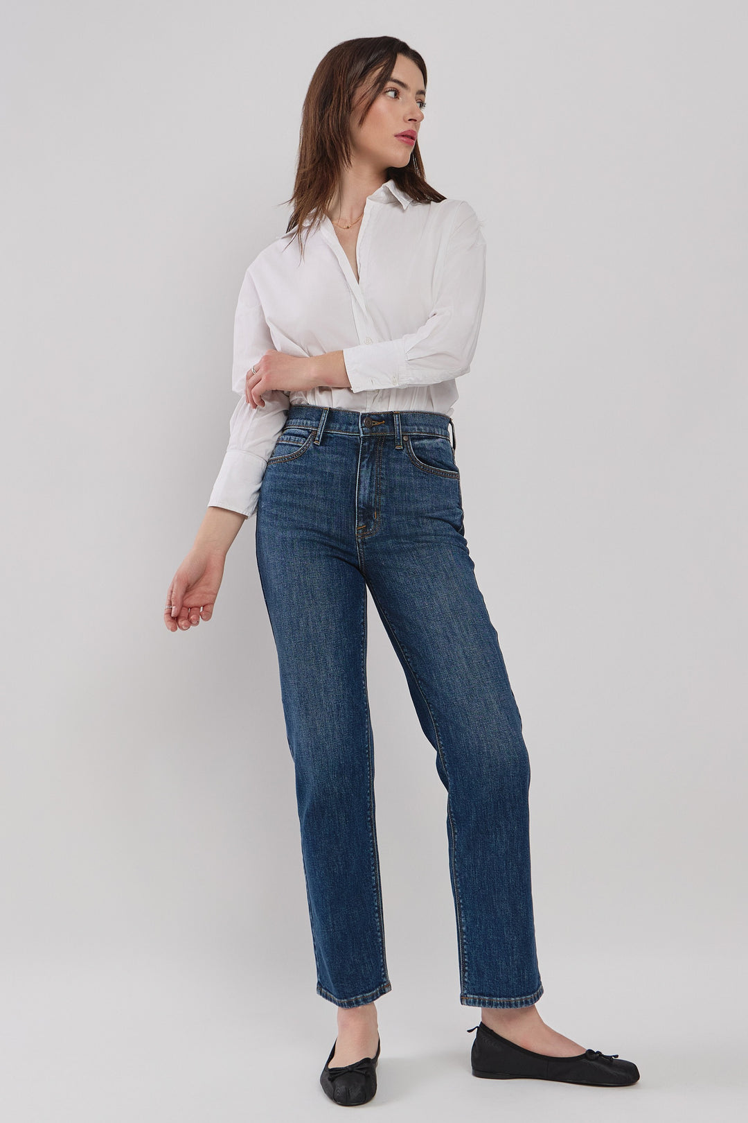 Eunina Olsen Dark Super High Rise Straight Leg Jeans