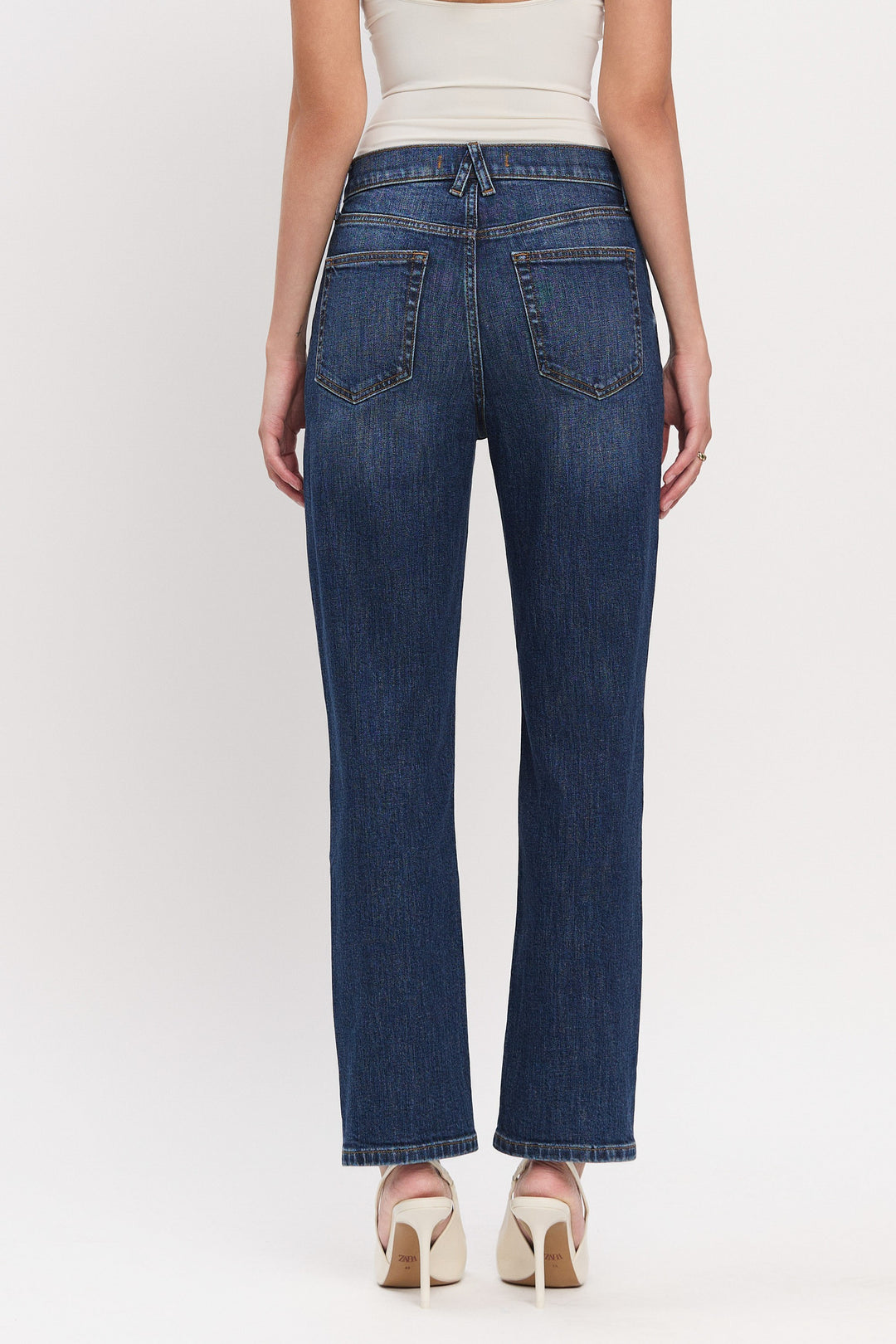 Eunina Olsen Dark Super High Rise Straight Leg Jeans