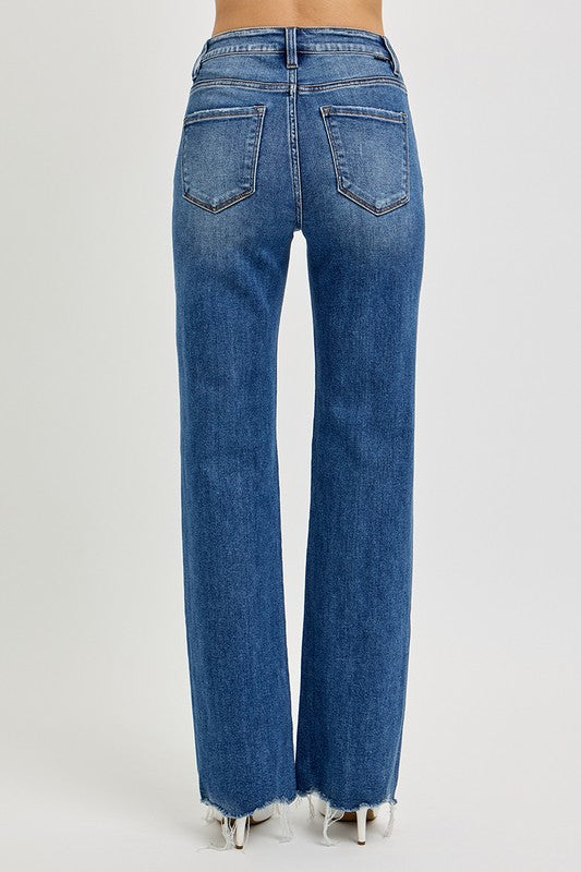 Risen High Rise Wide Leg Jeans