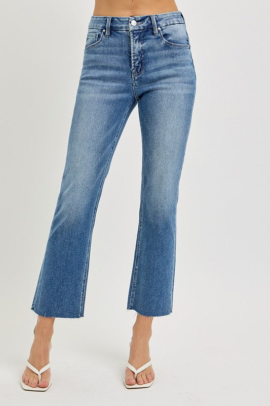 Risen High Rise Crop Straight Jeans