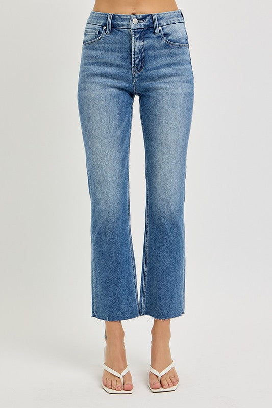 Risen High Rise Crop Straight Jeans