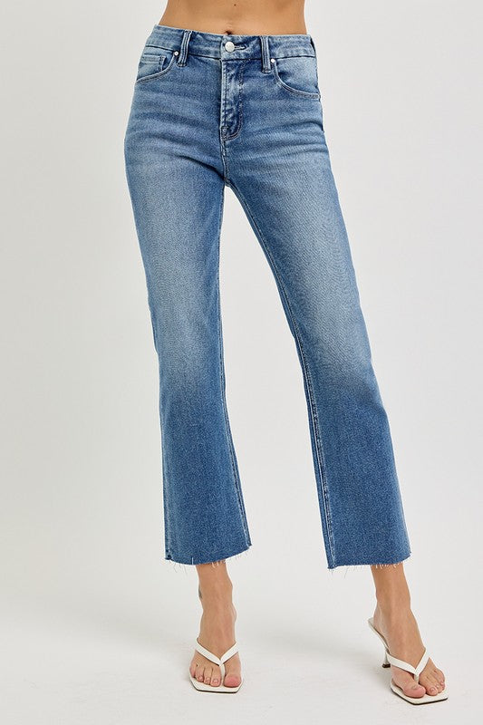 Risen High Rise Crop Straight Jeans