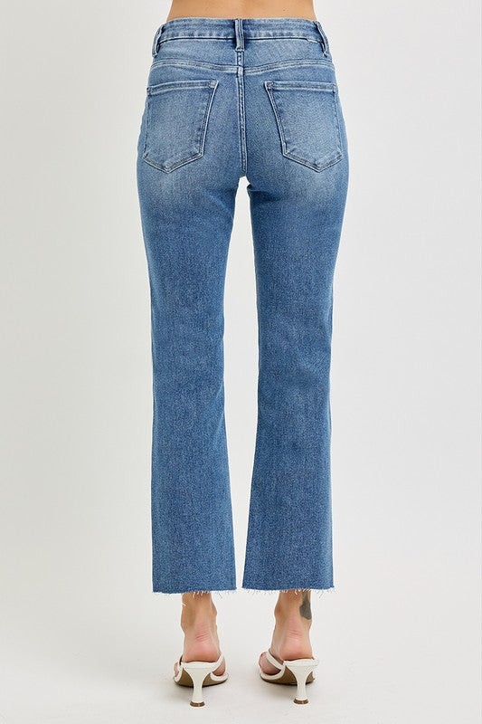 Risen High Rise Crop Straight Jeans