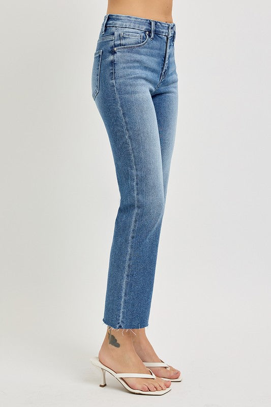 Risen High Rise Crop Straight Jeans
