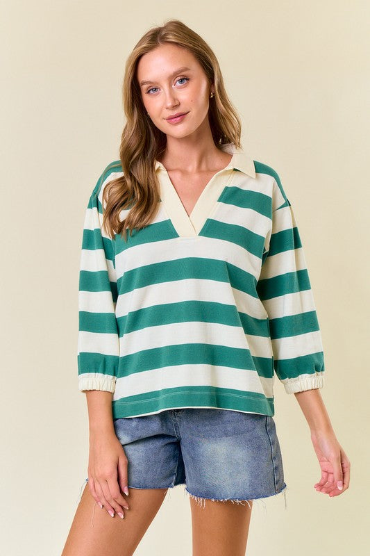 Green Striped Rugby Shirt