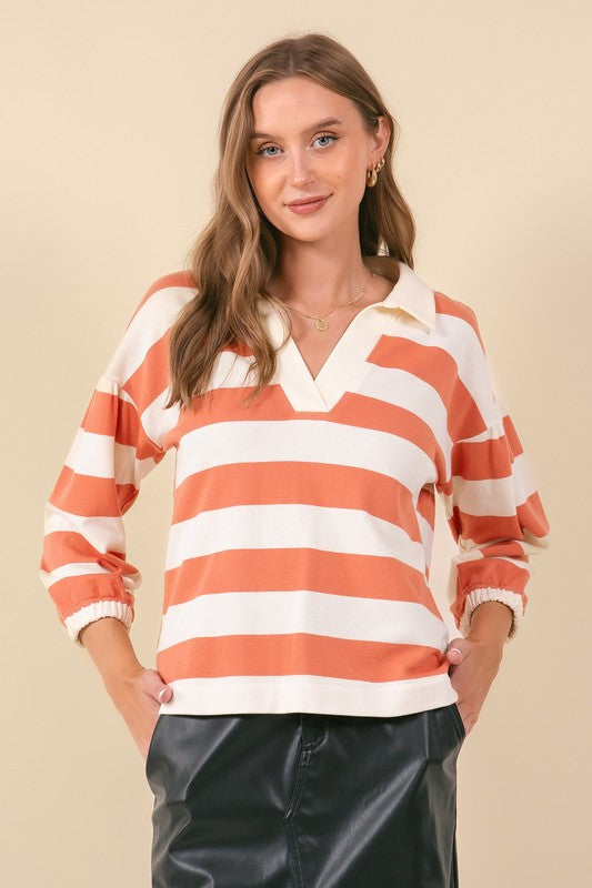 Orange Striped Rugby Shirt