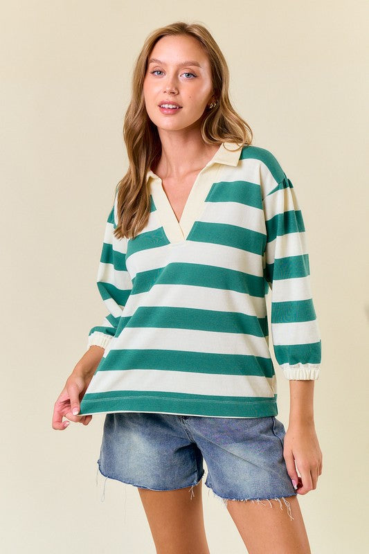 Green Striped Rugby Shirt