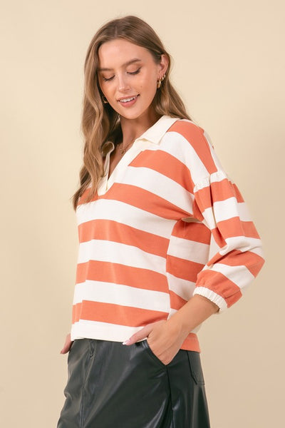 Orange Striped Rugby Shirt