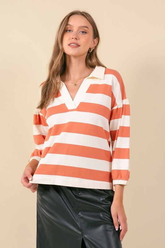 Orange Striped Rugby Shirt