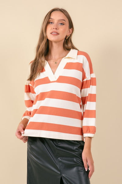 Orange Striped Rugby Shirt