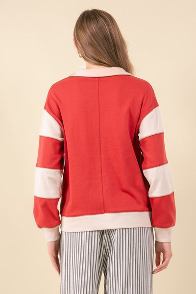 Chili Color Block Henley Top
