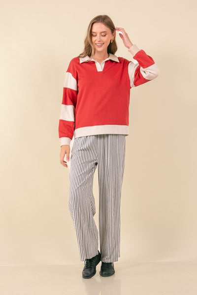 Chili Color Block Henley Top